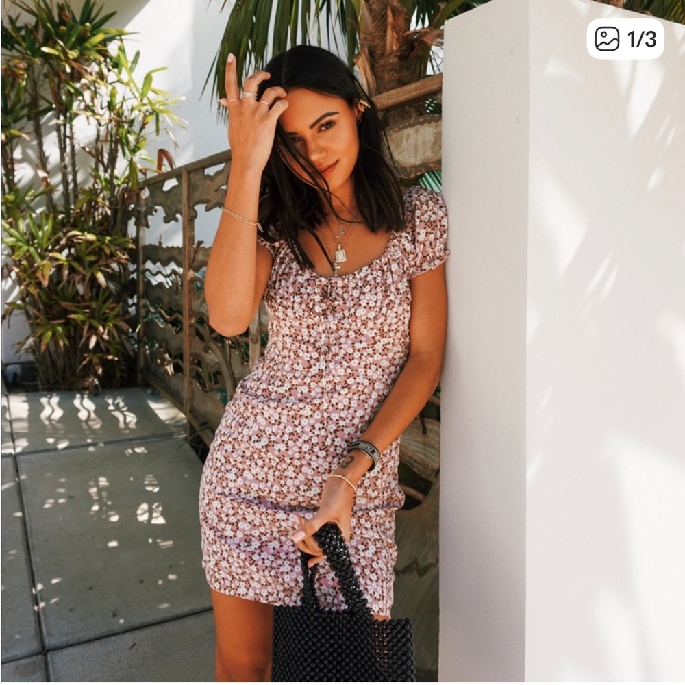 Shareen Collections Pink Floral Mini Dress